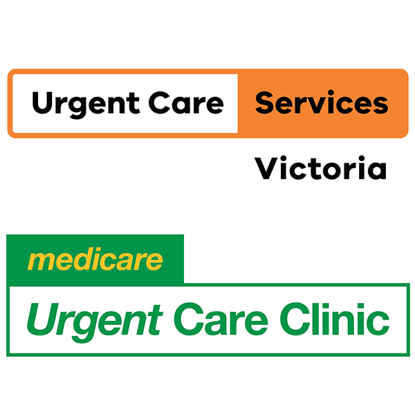 Urgent care services Victoria and Medicare Urgent Care Clinic logos.
